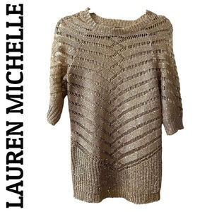 Lauren Michelle Gold Knit Sweater with Sequins​